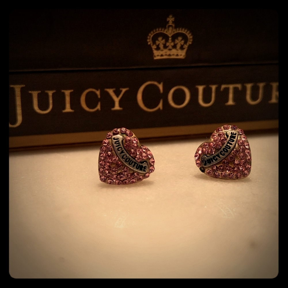 Classic Juicy Couture Pink Jewelled Heart Studs